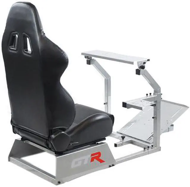 Alt view image 6 of 6 - GTR Simulator GTA Model with Silver Frame with Real Racing Seat, Racing Driving Gaming Simulator Cockpit Chair with Gear Shifter Mount
