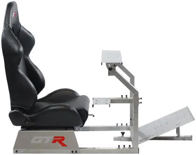 Alt view image 4 of 6 - GTR Simulator GTA Model with Silver Frame with Real Racing Seat, Racing Driving Gaming Simulator Cockpit Chair with Gear Shifter Mount