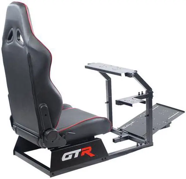 Alt view image 4 of 4 - GTR Racing Simulator GTA-BLK-S105LBKRD GTA Model Black Frame with Black/Red Real Racing Seat, Driving Simulator Cockpit Gaming Chair with Gear Shifter Mount