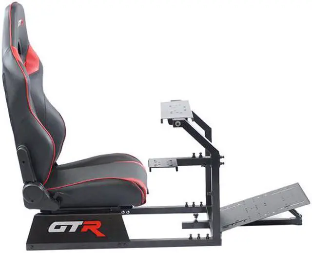 Alt view image 3 of 4 - GTR Racing Simulator GTA-BLK-S105LBKRD GTA Model Black Frame with Black/Red Real Racing Seat, Driving Simulator Cockpit Gaming Chair with Gear Shifter Mount