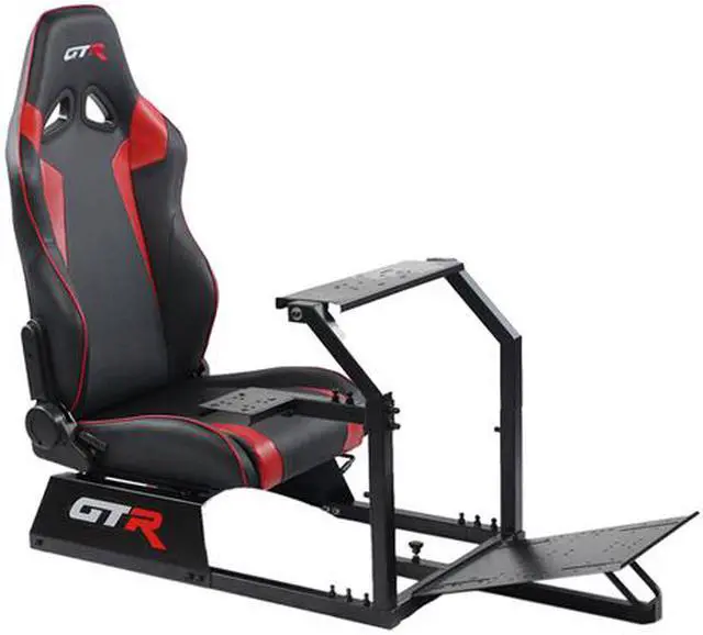 Alt view image 2 of 4 - GTR Racing Simulator GTA-BLK-S105LBKRD GTA Model Black Frame with Black/Red Real Racing Seat, Driving Simulator Cockpit Gaming Chair with Gear Shifter Mount