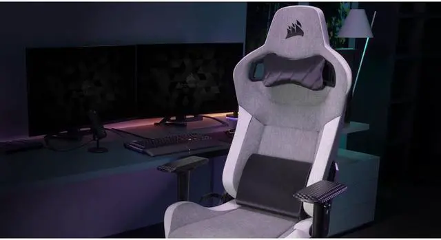 Alt view image 3 of 5 - Corsair T3 Rush Gaming Chair (Fabric Grey/Charcoal)