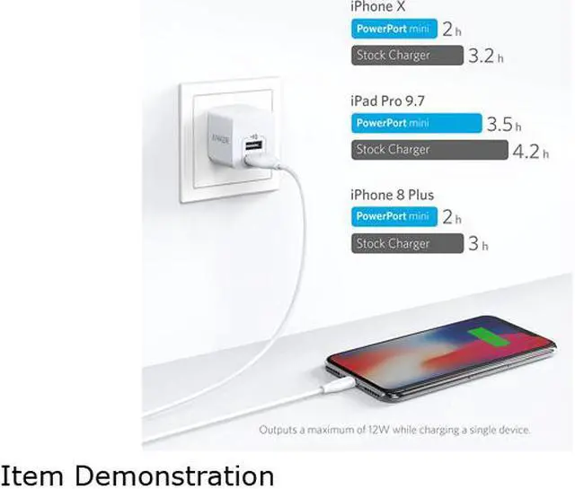 Alt view image 5 of 7 - Anker USB Charger, 2-Pack Dual Port 12W Wall Charger with Foldable Plug, PowerPort mini for iPhone XS/ X / 8 / 8 Plus / 7 / 6S / 6S Plus, iPad, Samsung Galaxy Note 5 / Note 4, HTC, White