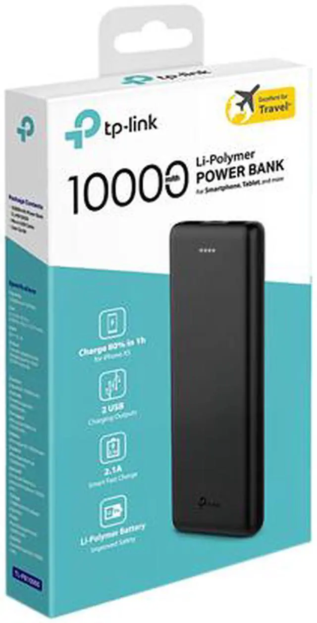 Alt view image 4 of 4 - TP-Link | Portable Charger | 10000mAh Li-Polymer Power Bank | Ultra Slim External Battery Pack| for iPhone, Galaxy and Others (TL-PB10000)