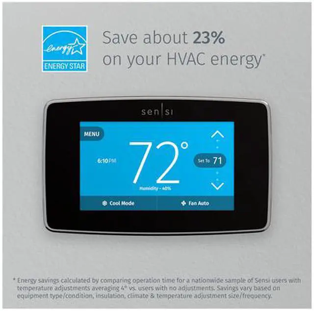 Alt view image 5 of 12 - Emerson Sensi Touch Wi-Fi Thermostat for Smart Home with Touchscreen Color Display