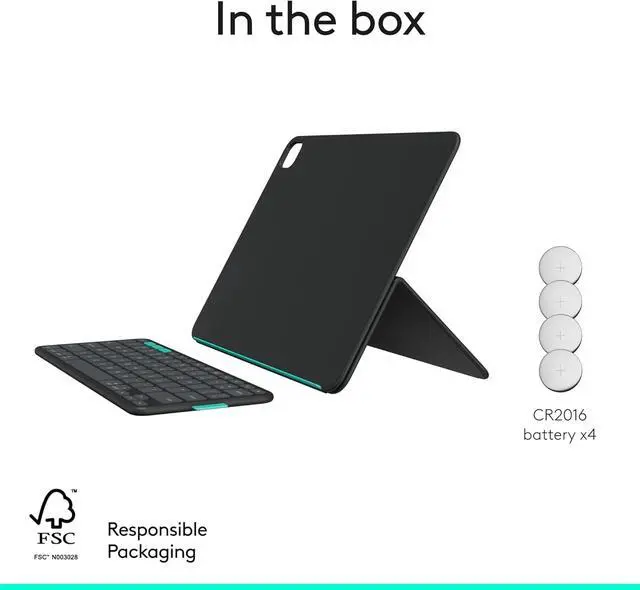 Alt view image 9 of 9 - Logitech Flip Folio Keyboard Case iPad Pro 13 inch M4 & M5 Air M2, Fits iPad Pro M4 & M5, iPad Air M2, M3 & M4, protective, stowable, multi-device connectivity, Midnight Black
