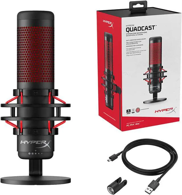 Alt view image 8 of 10 - HyperX QuadCast USB Condenser Gaming Microphone for PC, PS4 and Mac - Red