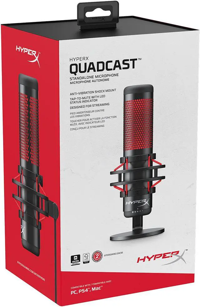 Alt view image 9 of 10 - HyperX QuadCast USB Condenser Gaming Microphone for PC, PS4 and Mac - Red