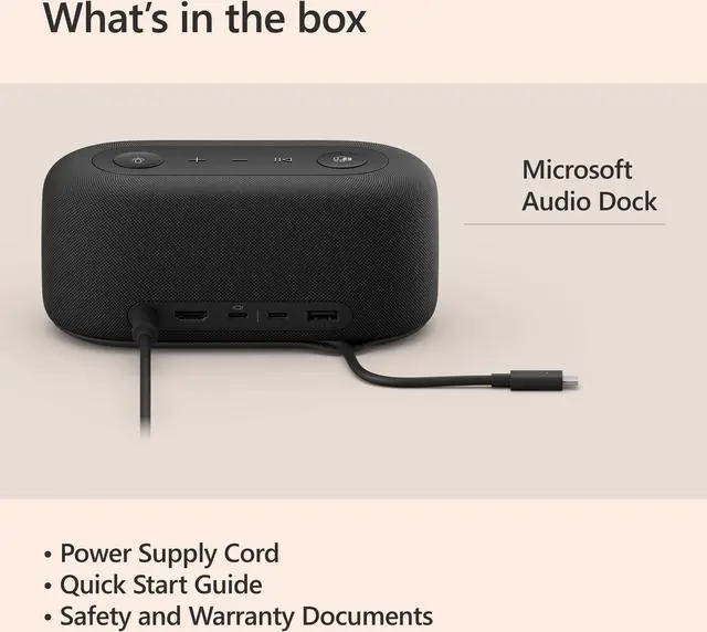 Alt view image 4 of 7 - Microsoft Audio Dock - Teams Certified, USB-C Dock, HDMI 2.0, USB-A, USB-C x 2 Ports, Pass-Through Charging, Audio Speaker Phone, Works with Teams, Zoom, and Google Meet apps