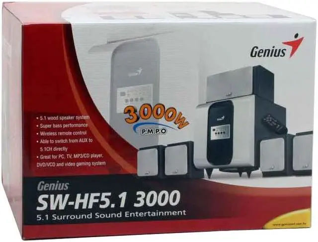 Alt view image 14 of 15 - Genius SW-HF-5.1 3000 80 Watts total 5.1 Speaker System