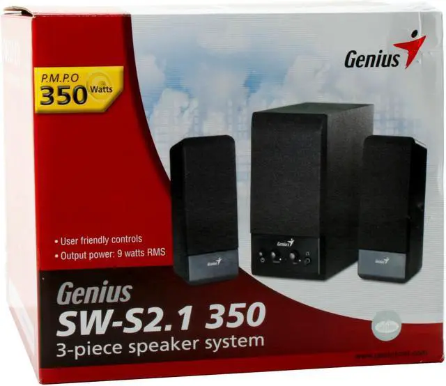 Alt view image 8 of 8 - Genius SW-S2.1 350 9 Watts 2.1 Black Speaker