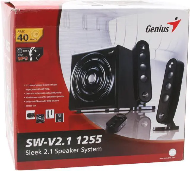 Alt view image 12 of 12 - Genius SW-V2.1 1255 40 Watts 2.1 Sleek 3-piece Speaker System