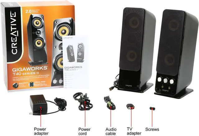 Alt view image 8 of 8 - Creative GigaWorks T40 Series II 2.0 Multimedia Speaker System with BasXPort Technology, Black