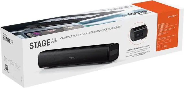 Alt view image 6 of 7 - Creative Stage Air Portable and Compact Under-Monitor USB-Powered Soundbar for Computer, with Dual-Driver and Passive Radiator for Big Bass, Bluetooth and AUX-in, USB MP3, 6 Hours of Battery Life