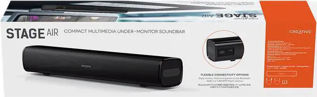 Alt view image 7 of 7 - Creative Stage Air Portable and Compact Under-Monitor USB-Powered Soundbar for Computer, with Dual-Driver and Passive Radiator for Big Bass, Bluetooth and AUX-in, USB MP3, 6 Hours of Battery Life