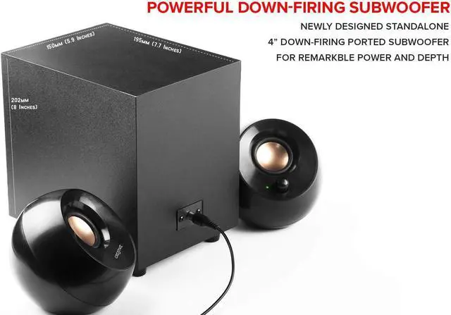 Alt view image 3 of 11 - Creative Pebble Plus 2.1 USB-Powered Desktop Speakers with Powerful Down-Firing Subwoofer and Far-Field Drivers, Up to 8W RMS Total Power for Computer PCs and Laptops (Black)