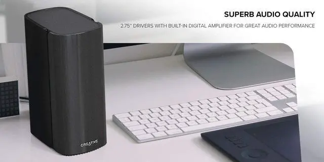 Alt view image 2 of 6 - Creative T100-2.0 Compact Hi-Fi Desktop Speakers, up to 80W Peak Power with Bluetooth 5.0, Optical-in, AUX-in, Wide Soundstage and Audio Clarity with Bass Control for Computers and Laptops (Black)