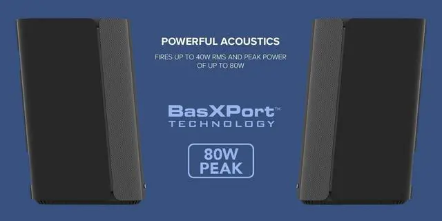 Alt view image 6 of 6 - Creative T100-2.0 Compact Hi-Fi Desktop Speakers, up to 80W Peak Power with Bluetooth 5.0, Optical-in, AUX-in, Wide Soundstage and Audio Clarity with Bass Control for Computers and Laptops (Black)
