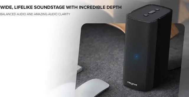 Alt view image 5 of 6 - Creative T100-2.0 Compact Hi-Fi Desktop Speakers, up to 80W Peak Power with Bluetooth 5.0, Optical-in, AUX-in, Wide Soundstage and Audio Clarity with Bass Control for Computers and Laptops (Black)