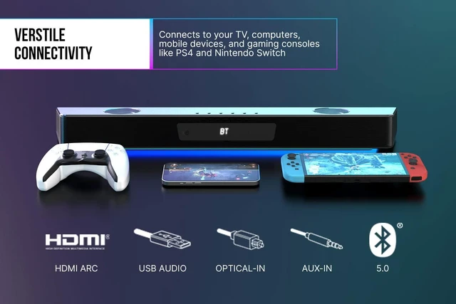 Alt view image 7 of 10 - Creative Sound Blaster Katana V2X 5.1 Multi-Channel Gaming Soundbar with Compact Subwoofer, 180W Peak Power, ft Tri-Amplified 5-Driver Design, Super X-Fi Technology, and RGB Lighting