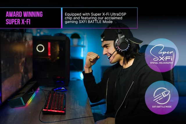 Alt view image 2 of 10 - Creative Sound Blaster Katana V2X 5.1 Multi-Channel Gaming Soundbar with Compact Subwoofer, 180W Peak Power, ft Tri-Amplified 5-Driver Design, Super X-Fi Technology, and RGB Lighting