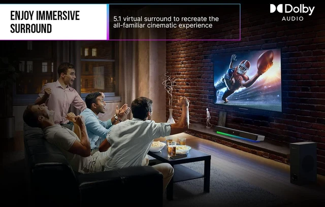 Alt view image 6 of 10 - Creative Sound Blaster Katana V2X 5.1 Multi-Channel Gaming Soundbar with Compact Subwoofer, 180W Peak Power, ft Tri-Amplified 5-Driver Design, Super X-Fi Technology, and RGB Lighting