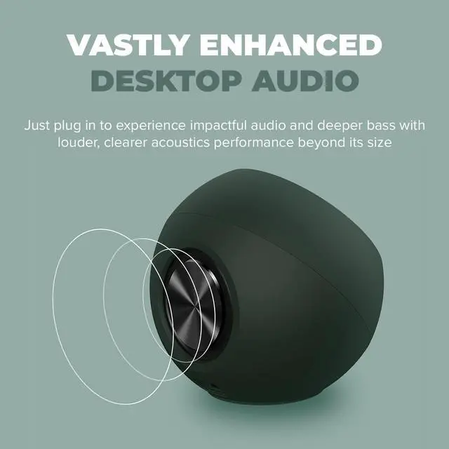 Alt view image 3 of 7 - Creative Pebble Pro Minimalist 2.0 USB-C Computer Speakers with Bluetooth 5.3 and Customizable RGB Lighting, Clear Dialog and BassFlex Tech, USB Audio, Headset Port, for PC and Mac (Green)