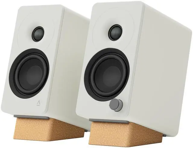 Alt view image 8 of 9 - Creative XF1 PC Speakers, Bluetooth 6.0, 72W RMS, Hi-Res Audio, LDAC, AAC | Computer speakers, Compact, Sub-Out, Parametric EQ, Desktop Mode, Bookshelf, Turntable, Speaker Isolation Stand, White