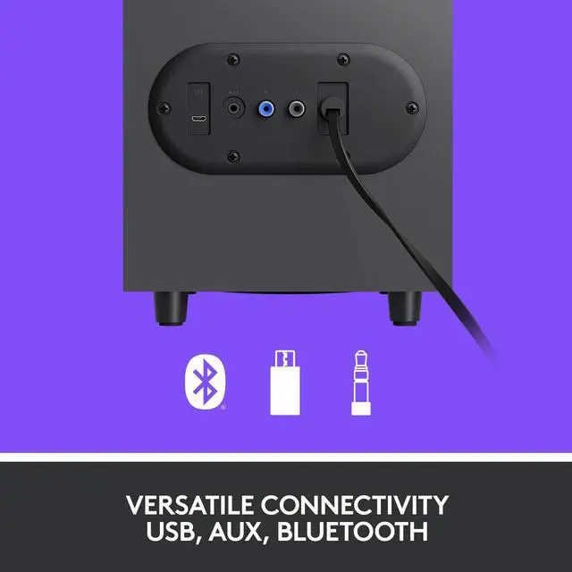 Alt view image 4 of 9 - Logitech Z407 Bluetooth Computer Speakers with Subwoofer and Wireless Control, Immersive Sound, Premium Audio with Multiple Inputs, USB Speakers