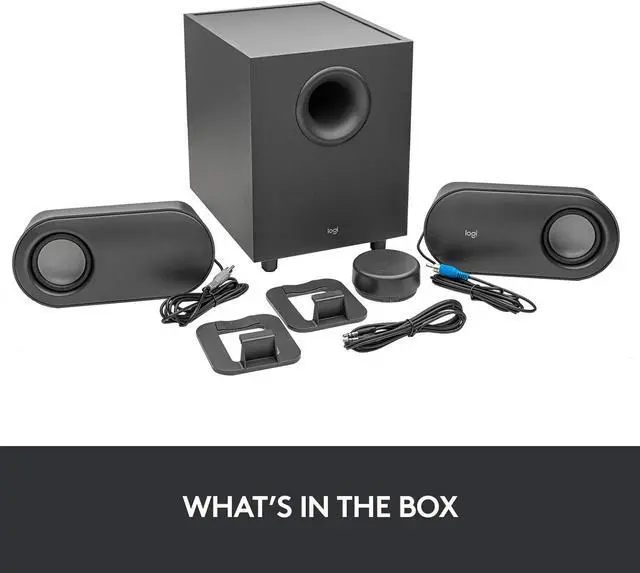 Alt view image 7 of 9 - Logitech Z407 Bluetooth Computer Speakers with Subwoofer and Wireless Control, Immersive Sound, Premium Audio with Multiple Inputs, USB Speakers
