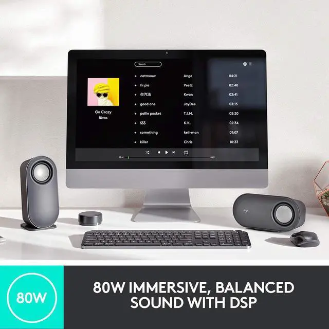 Alt view image 8 of 9 - Logitech Z407 Bluetooth Computer Speakers with Subwoofer and Wireless Control, Immersive Sound, Premium Audio with Multiple Inputs, USB Speakers