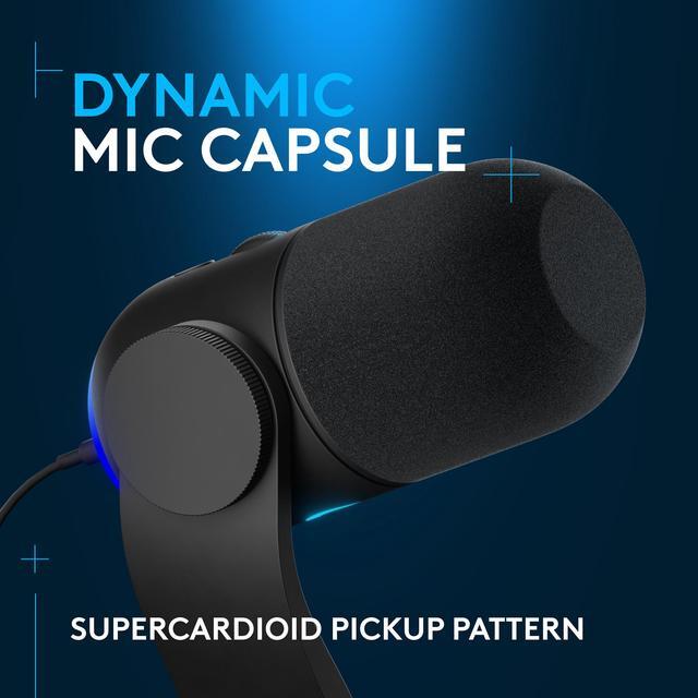 Alt view image 2 of 6 - Logitech G Yeti GX Dynamic RGB Gaming Microphone with LIGHTSYNC, USB Mic for Streaming, Supercardioid, USB Plug and Play for PC/Mac - Black