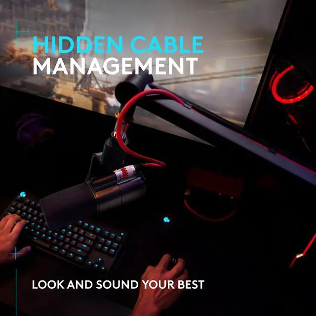 Alt view image 3 of 5 - Logitech G Compass Premium Broadcast Boom Arm for Microphone, Internal Springs, Desktop Clamp and Built-in Cable Management, For Recording, Gaming, Streaming