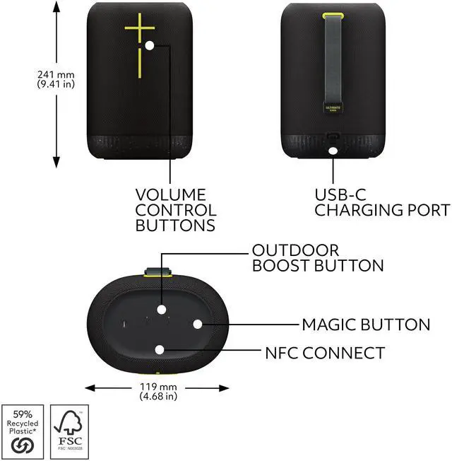 Alt view image 5 of 8 - Ultimate Ears EPICBOOM Wireless Bluetooth Speaker 984-001862 - Charcoal Black