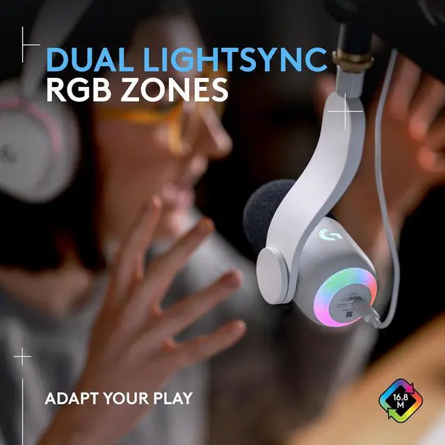 Alt view image 3 of 6 - Logitech G Yeti GX Dynamic RGB Gaming Microphone with LIGHTSYNC, USB Mic for Streaming, Supercardioid, USB Plug and Play for PC/Mac - Off White