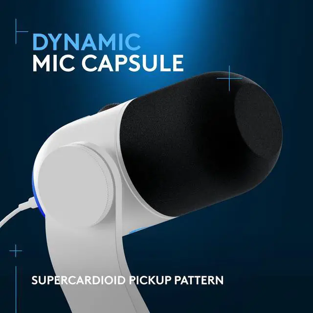 Alt view image 2 of 6 - Logitech G Yeti GX Dynamic RGB Gaming Microphone with LIGHTSYNC, USB Mic for Streaming, Supercardioid, USB Plug and Play for PC/Mac - Off White