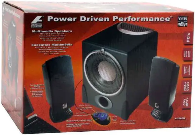 Alt view image 8 of 9 - Cyber Acoustics A-3780rb 180 watts 2.1 Subwoofer and Satellite Speaker System