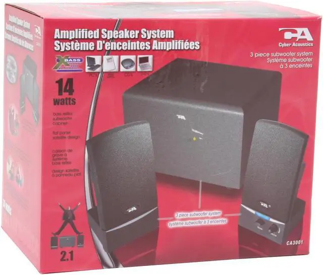 Alt view image 7 of 7 - Cyber Acoustics CA3001WB 14 Watts 2.1 Speakers
