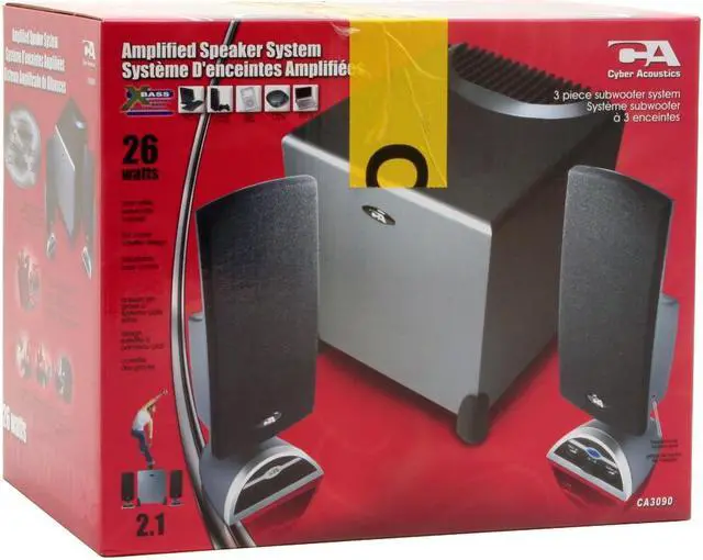 Alt view image 8 of 8 - Cyber Acoustics CA3090WB 7 Watts total RMS 2.1 Black Gaming Speaker - OEM