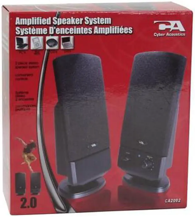 Alt view image 9 of 9 - Cyber Acoustics CA-2002 2.0 2 Piece Amplified Computer Speaker System