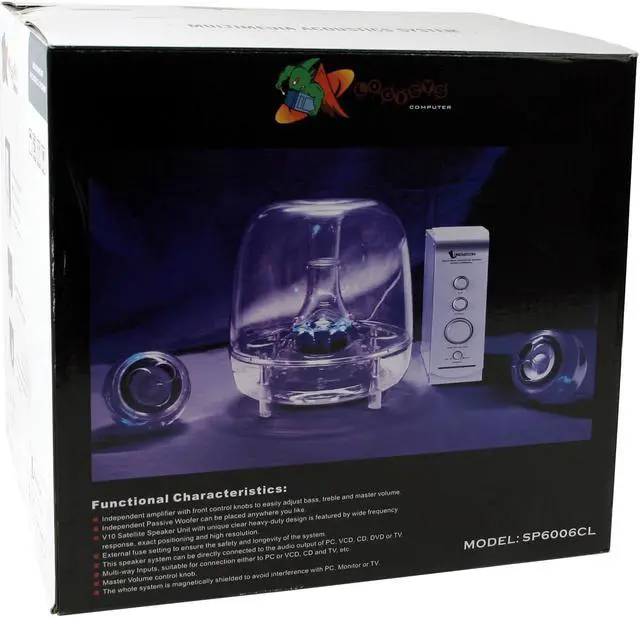 Alt view image 7 of 7 - LOGISYS Computer SP6006CL 40 Watts RMS 2.1 Multimedia Clear Speakers w/Blue LEDs