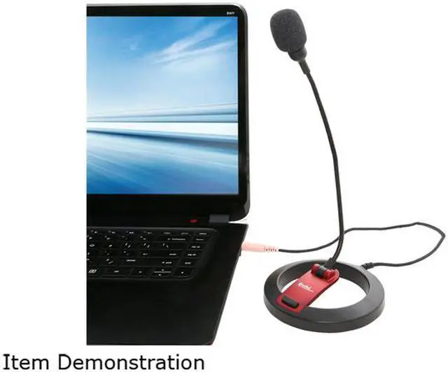 Alt view image 3 of 5 - SYBA CL-ME-606 Black Red 3.5mm Connector Goose Neck Desktop Microphone