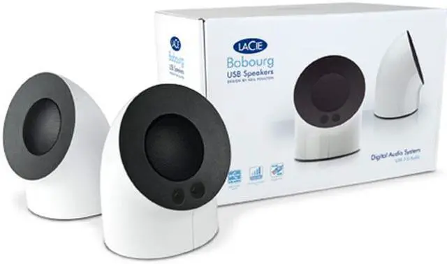Enceintes USB LaCie Bobourg - Paire Blanche - Bon état - Design Rétro