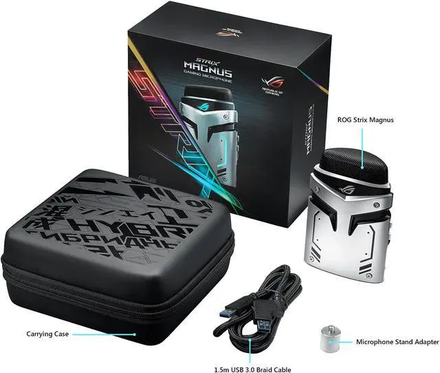 Alt view image 6 of 6 - ASUS ROG Strix Magnus USB 3.0 Portable Gaming Condenser Microphone with Cardioid / Stereo / ENC and Aura Sync
