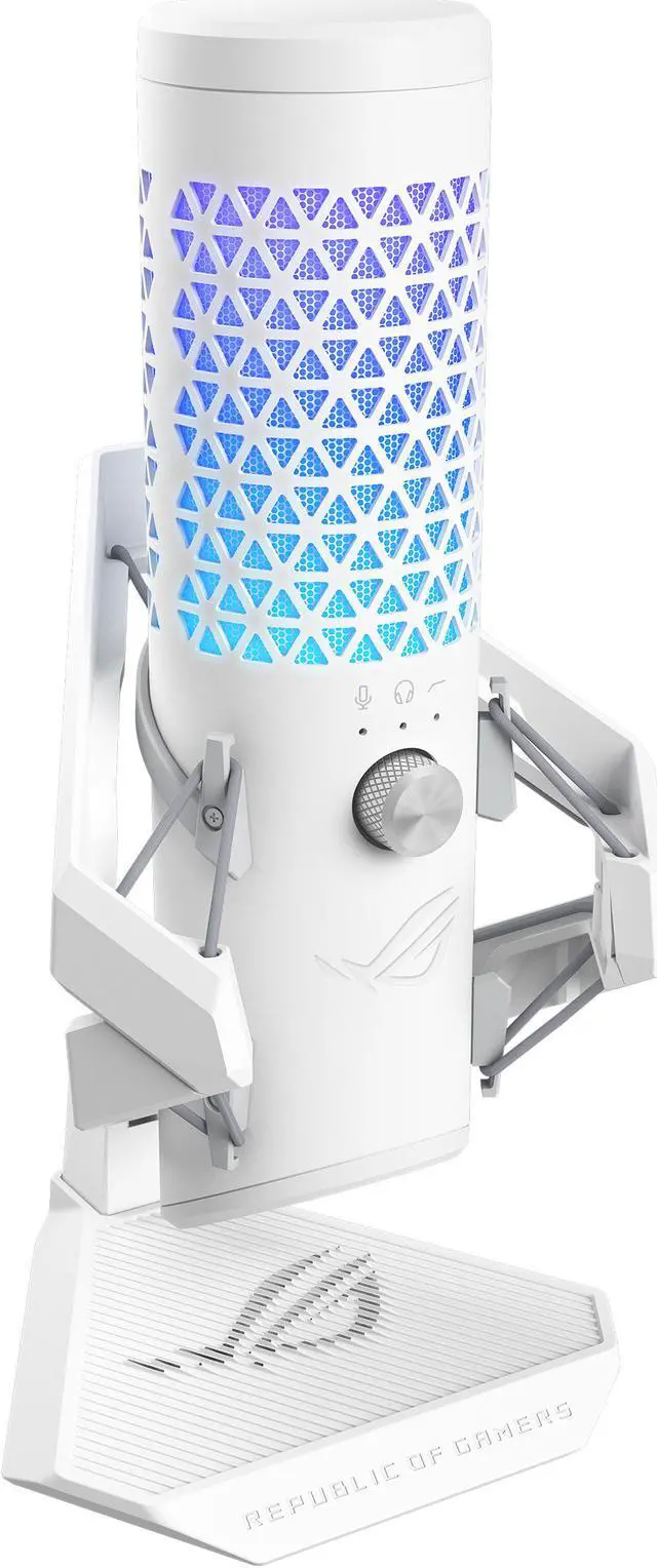 Alt view image 2 of 5 - ASUS ROG Carnyx USB Gaming Microphone (25mm condenser capsule, 192kHz/24-bit, cardioid, high-pass filter, built-in pop filter, metal shock mount, one-touch mute, USB, Aura Sync RGB) - White