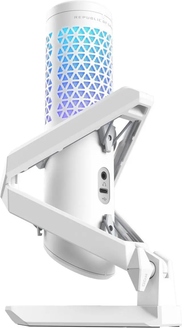Alt view image 4 of 5 - ASUS ROG Carnyx USB Gaming Microphone (25mm condenser capsule, 192kHz/24-bit, cardioid, high-pass filter, built-in pop filter, metal shock mount, one-touch mute, USB, Aura Sync RGB) - White