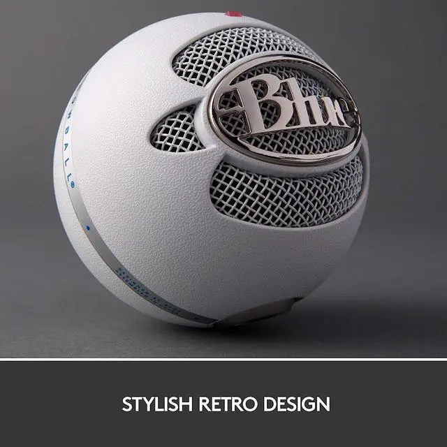Alt view image 8 of 11 - Blue Snowball USB Microphone for PC, Mac, Gaming, Recording, Streaming, Podcasting, Condenser Mic with Cardioid and Omnidirectional Pickup Patterns, Stylish Retro Design – White