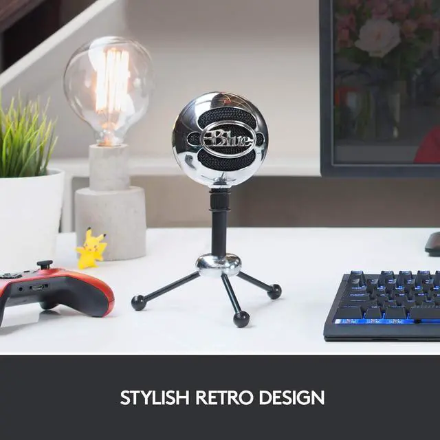 Alt view image 6 of 11 - Blue Snowball USB Microphone for PC, Mac, Gaming, Recording, Streaming, Podcasting, Condenser Mic with Cardioid and Omnidirectional Pickup Patterns, Stylish Retro Design – Brushed Aluminum