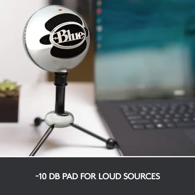 Alt view image 4 of 11 - Blue Snowball USB Microphone for PC, Mac, Gaming, Recording, Streaming, Podcasting, Condenser Mic with Cardioid and Omnidirectional Pickup Patterns, Stylish Retro Design – Brushed Aluminum