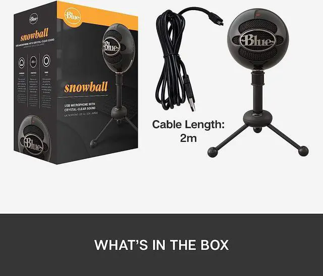 Alt view image 11 of 12 - Blue Snowball USB Microphone for PC, Mac, Gaming, Recording, Streaming, Podcasting, Condenser Mic with Cardioid and Omnidirectional Pickup Patterns, Stylish Retro Design – Gloss Black